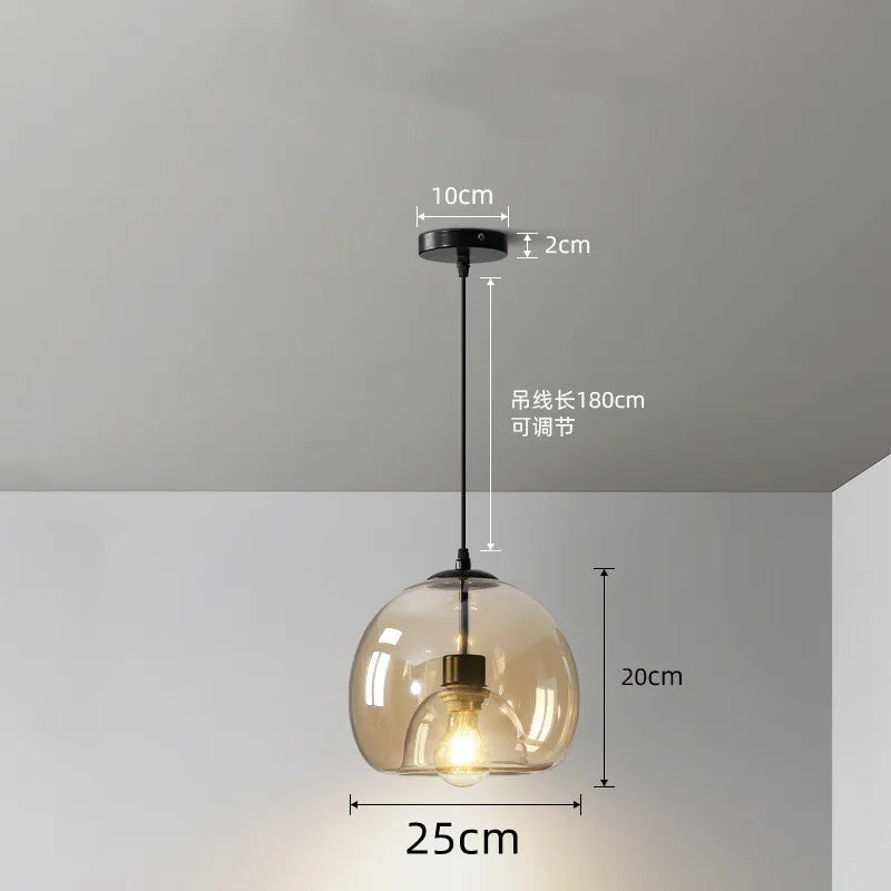 Axyaa Smoke Gray Glass Pendant Light Chandelier for Kitchen Island
