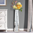 Axyaa Silver Crushed Diamond Floor Vase: Stylish Crystal Mirrored Decor for Living Room
