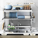 Axyaa Stainless Steel Kitchen Sink Dish Drainer Rack Utensils Holder Bowls Organizer