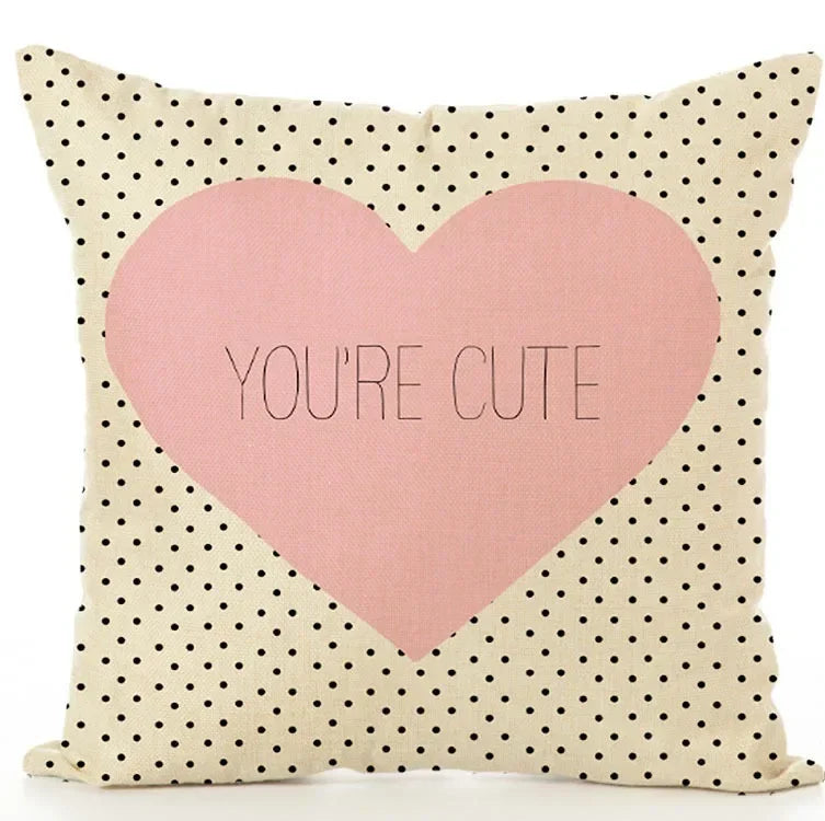Axyaa Cartoon Couple Linen Pillowcase: Cute Room Decor & Valentine's Day Gift