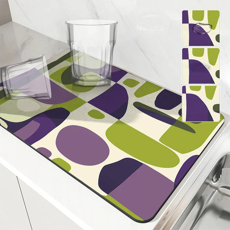 Axyaa Geometric Color Diatom Kitchen Drain Pads - Set of 4