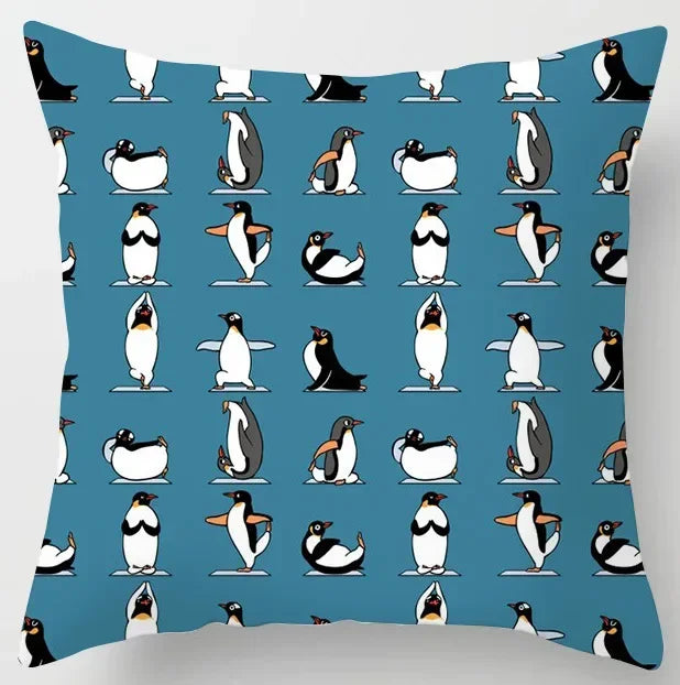 Axyaa Yoga Panda & Avocado Cartoon Animal Throw Pillow Bundle