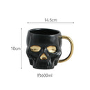Axyaa Skull Ceramic Mug Gold Plated Large Capacity Breakfast Milk Wine Glass