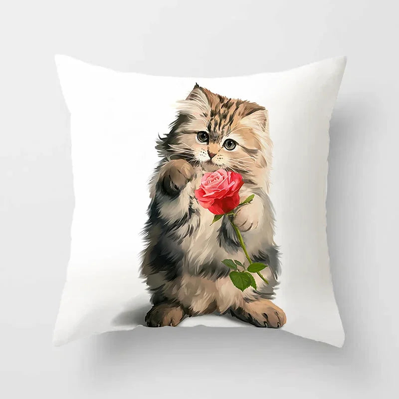 Axyaa Cartoon Cat Animal Sofa Cushion Cover - 45*45 Throw Pillow Home Decor