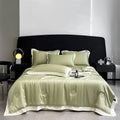 Axyaa Silk Summer Quilt Embroidered Bedspread Blanket Luxe Comforter for Bed