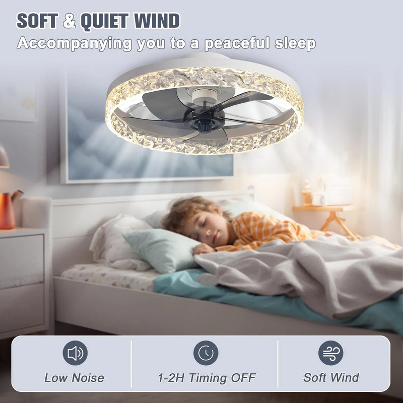 Axyaa 50CM Modern Silent LED Ceiling Fan with Remote for Living Room