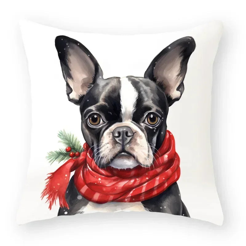 Christmas Cartoon Animal Printed Pillowcase by Axyaa: Decorative Throw Cover for Sofa, Living Room, Cushion