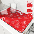 Axyaa Christmas Polka Absorbent Kitchen Mat, Antiskid & Quick Dry Dish Drying Pad