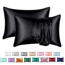 Axyaa Silky Satin King Pillowcase Luxury Comfort Solid Color Smooth Queen Cover