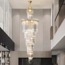 Axyaa Luxury Crystal Chandelier with Rotating Hollow Design for Duplex Villa Hall