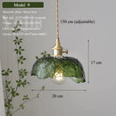 Axyaa Nordic Green Glass Pendant Lamp - Brass Ceiling Lighting for Kitchen Island