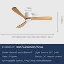 Axyaa 56" LED Ceiling Fan Lights Remote Control Solid Wood Bedroom Living Room