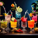Axyaa 200*8mm Leaf Glass Straws for Smoothie Cocktail Coffee Juice Drinks