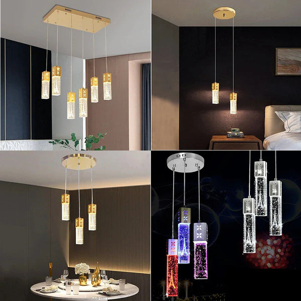 Axyaa Modern LED Pendant Lights – Crystal Bubble Wall Lamps for Indoor Decor, Gold/Silver