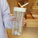 Axyaa Glass Water Bottle with Tea Infuser Filter Straw, Cute Portable Kawaii Drinking Cup