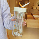 Axyaa Glass Water Bottle with Tea Infuser Filter Straw, Kawaii Design, 750ml