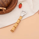 Axyaa Stainless Steel Bamboo Handled Beer Opener Bartender Tool for Bar & Kitchen