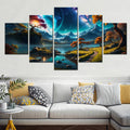 Starry Sky Landscape Canvas Wall Art Print Set for Home Decor by Axyaa