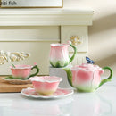Axya Rose Ceramic Tea Set with Petaled Teapot and Butterfly Bud Cup