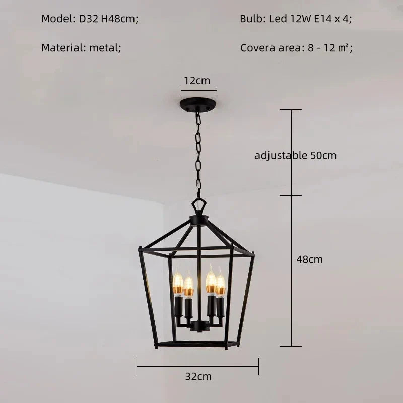 Axyaa Retro Birdcage Pendant Chandelier for Dining Room and Home Decor