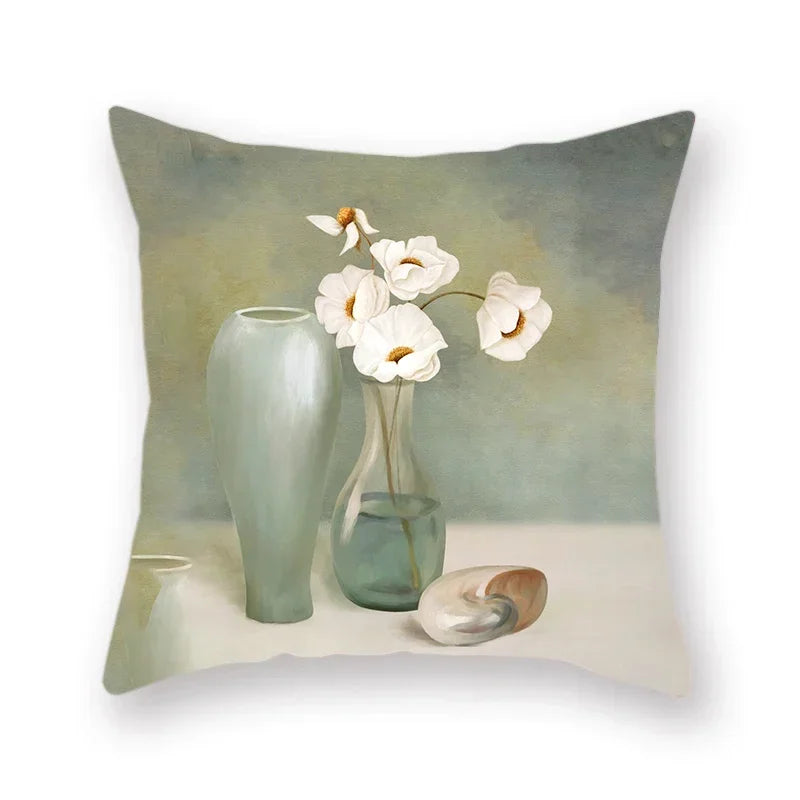 Purple Rose Vase Decorative Pillow Cover 45x45cm by Axyaa