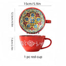 Axyaa 13.5 oz Bohemian Morning Tea Ceramic Coffee Mug for Family, Colleagues, Teachers, Wives, Husbands