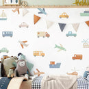 Watercolor Vehicles Wall Decals for Kids Room by Axyaa
