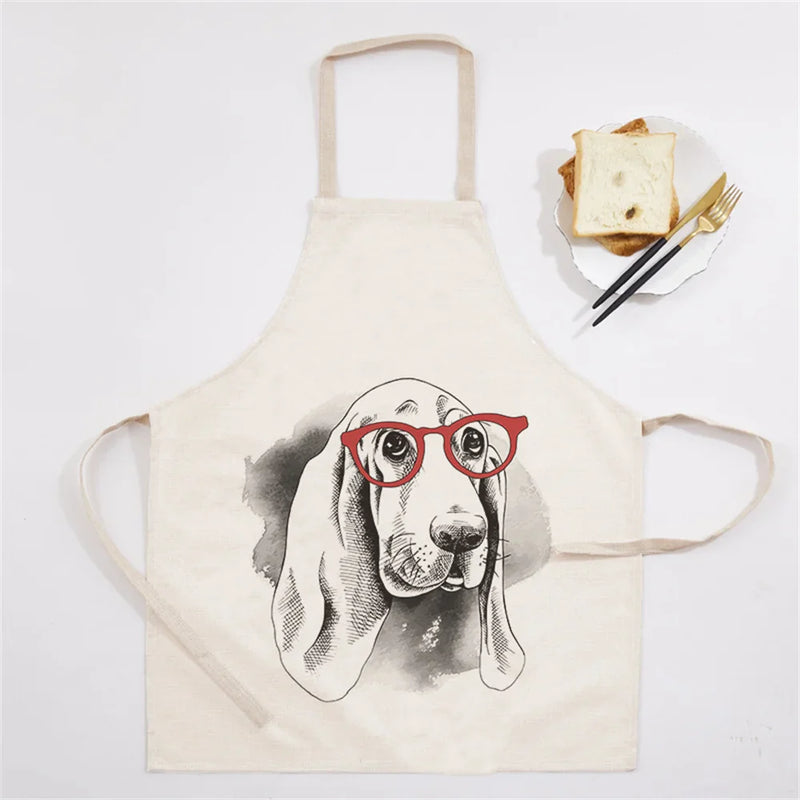 Axyaa Christmas Dog Kitchen Ladies Apron - Fun Cartoon Animal Apron for Home Cooking