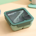 Axyaa 4-Grid Leakproof Bento Lunch Box with Tableware - Portable and Microwave-Safe