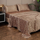 Satin Leopard Print Bed Sheet Set for Queen/King Beds by Axyaa