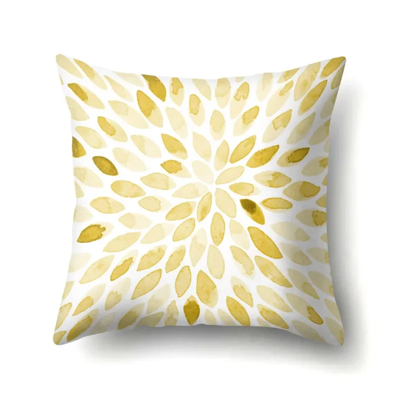 Axyaa Yellow Plant Landscape Print Decorative Cushion Cover 45X45CM