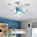 Axyaa Kids Aircraft LED Ceiling Fan Light Fixture Remote Dimming