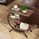 Axyaa Industrial 3-Tier C-Shaped End Table with Storage Shelves