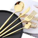 Axyaa 24-Piece Stainless Steel Cutlery Set - Black Western Dinnerware Silverware Set