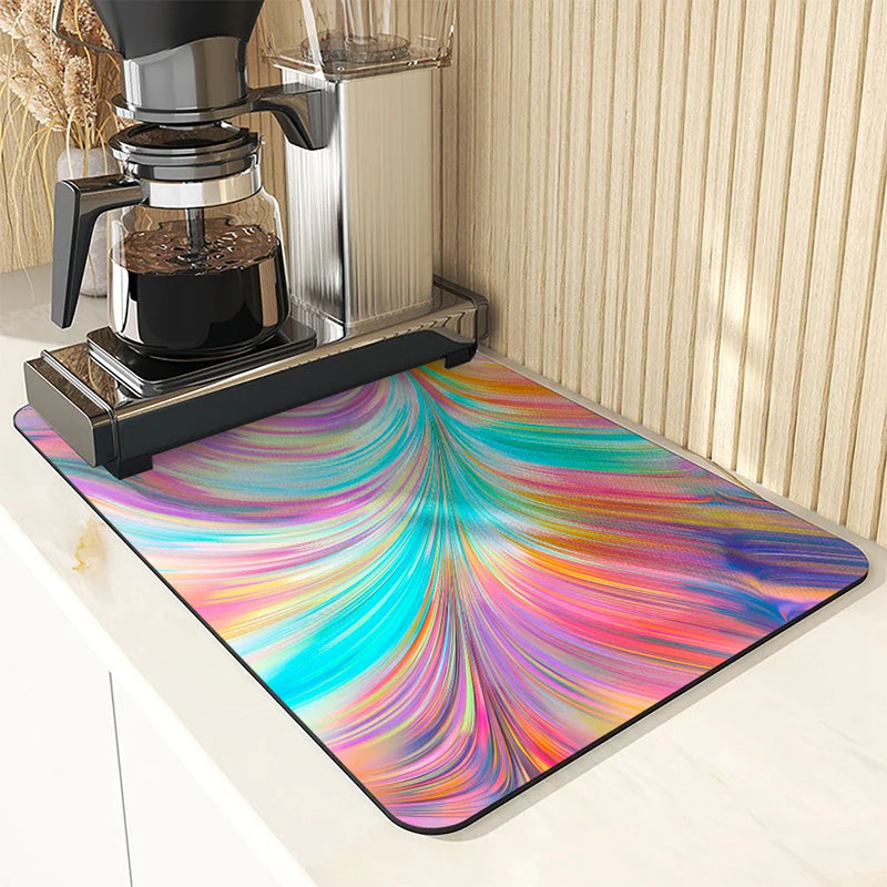 Axyaa Graphic Dish Drying Mat - Heat Resistant Non-slip Kitchen Counter Pad