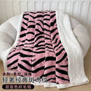 Axyaa Cationic Jacquard Zebra Pattern Velvet Lamb Blanket