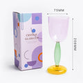 Axyaa Contrast Color Glass Goblet Cup Set - 420ml & 260ml Stemware Wine Glasses