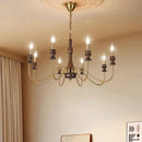 Axyaa Retro Style Chandelier: Black Gold Silver Metal Dark Wood Pendant Light