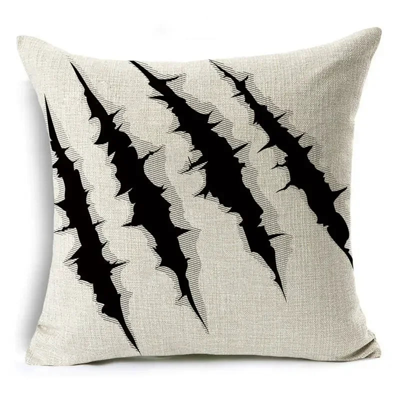 Axyaa Halloween Pattern Cushion Cover: Printed Linen Throw Pillow Case 45cm*45cm