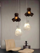 Axyaa Smoke Gray & White Glass Lamp | Nordic Pendant Light for Living, Dining & Bedroom