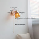 Axyaa Nordic Modern Wood Amber Glass LED Wall Sconce Stair Light FixtureLampara