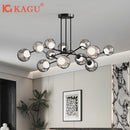 Axyaa Smoke Gray Glass Ball Chandelier Pendant Light for Modern Living Room