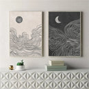 Axyaa Boho Abstract Sun Moon Canvas Painting Modern Wall Art Living Room Decor