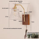 Axyaa LED Glass & Wood Wall Lamp for Living Room Bedroom, Pull Chain Switch