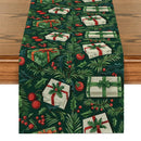 Axyaa Christmas Plant Leaves Table Runner - Festive Dining Decor