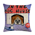 Axyaa Cartoon Dog Linen Cushion Cover for Office Furniture and Sofa Decor