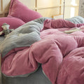 Axyaa Solid Flannel Bedding Set, Reversible Fleece Duvet Cover and Cozy Sheet with Pillowcases