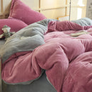 Axyaa Solid Flannel Bedding Set, Reversible Fleece Duvet Cover and Cozy Sheet with Pillowcases