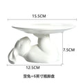 Axyaa White Rabbit Ceramic Dinner Plate - Cute Animal Fruit Snack Dish