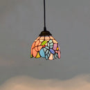 Mosaic Pendant Light with Stained Glass Shade in Colorful Mediterranean Style by Axyaa